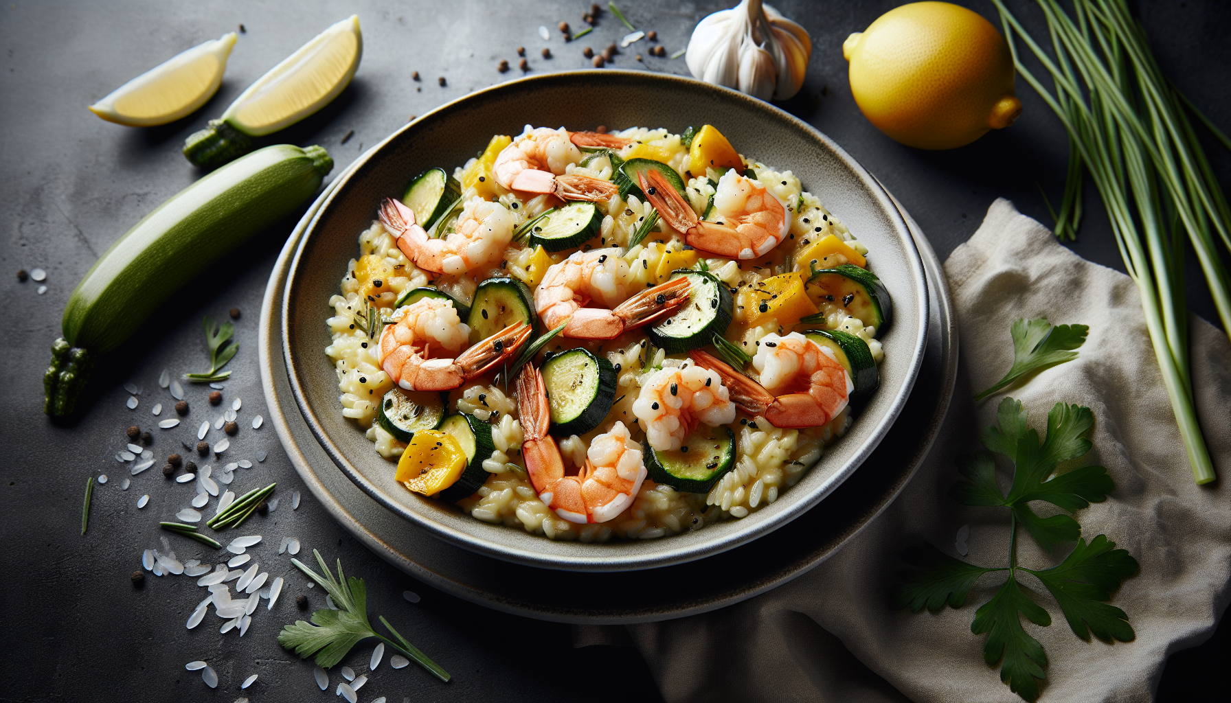 risotto con gamberoni e zucchine